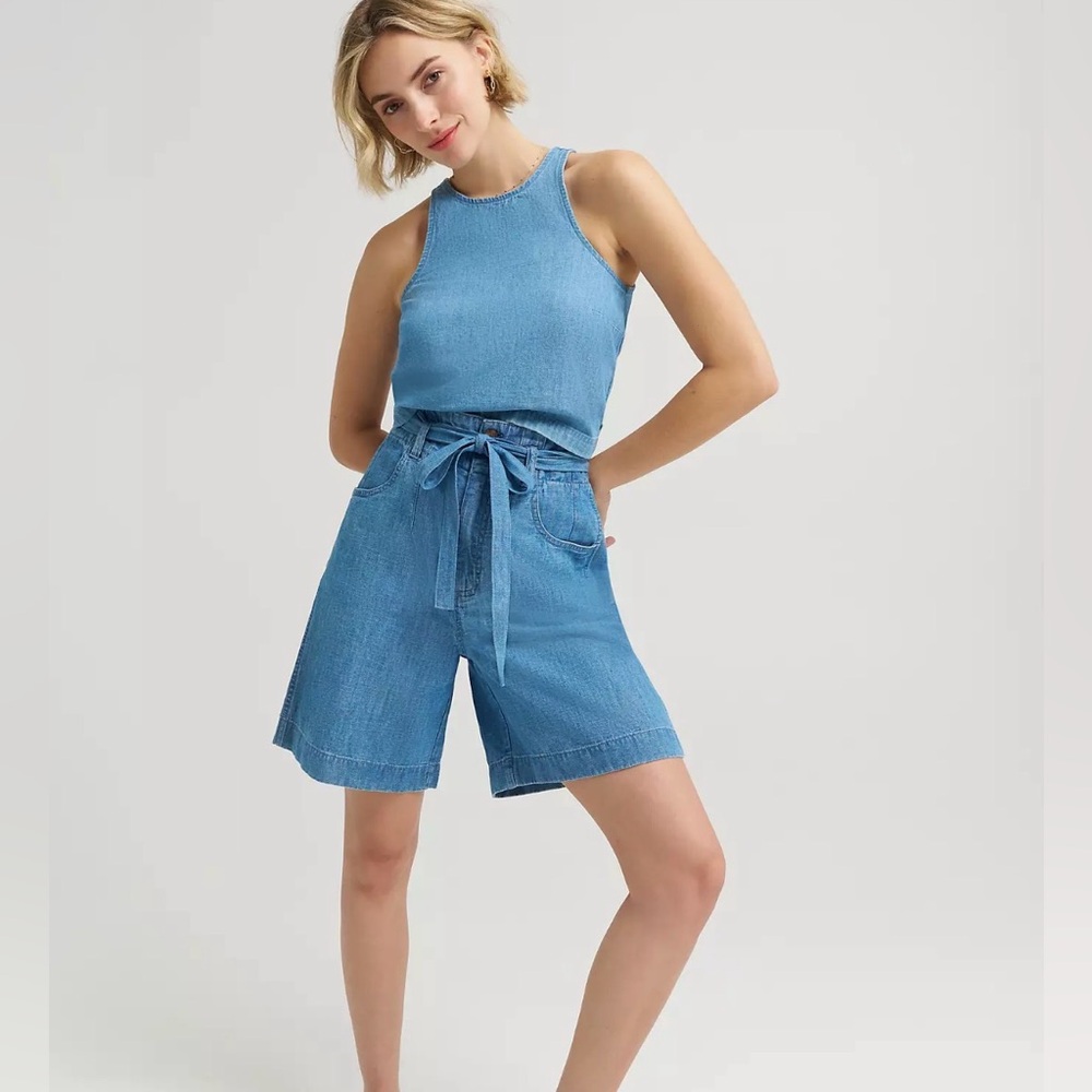 LEE JEANS WOMEN'S HIGH RISE PLEATED LINEN BERMUDA size 31 NWT